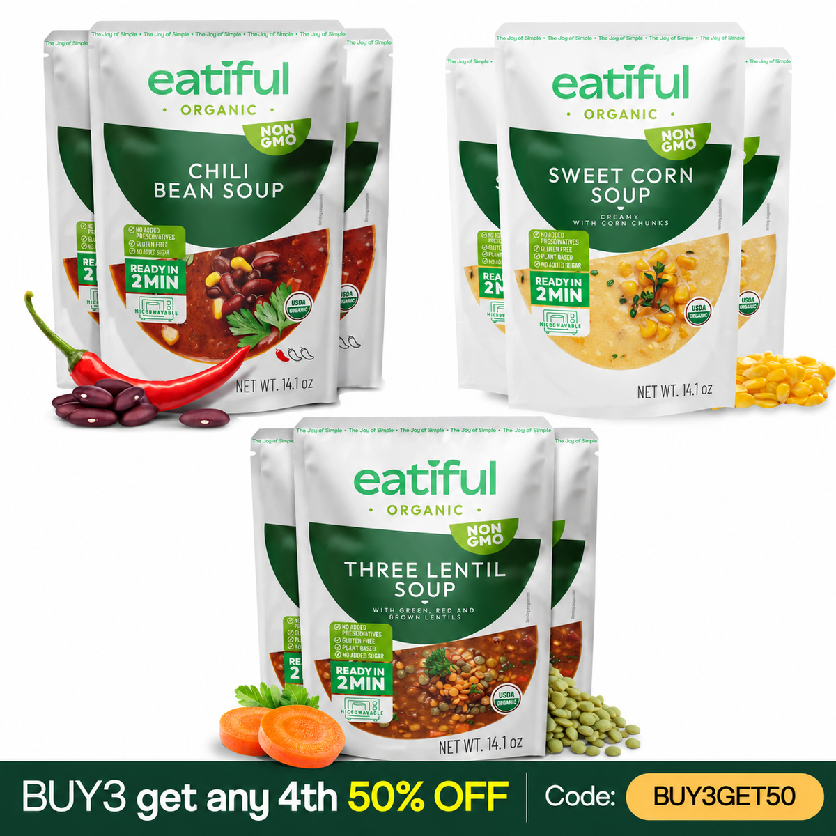 Best-Selling Soup Trio - 3 Flavors (9 Pack)