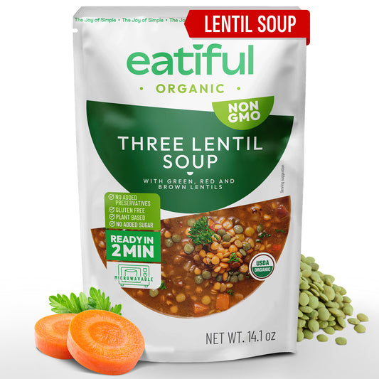 three lentil soup with green red and brown lentils x1
